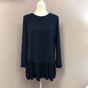 J.Jill sz Medium Navy Blue Tunic w/Pleated Bottom